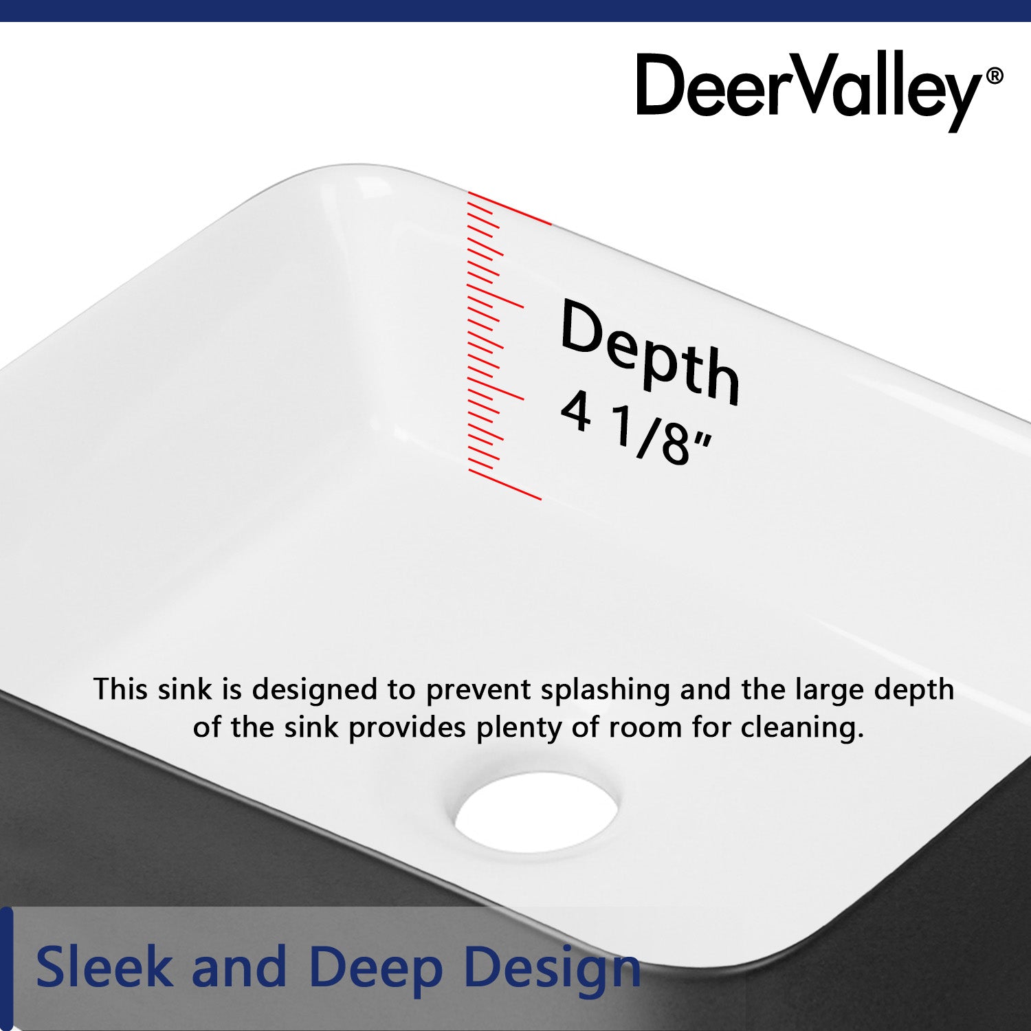 DeerValley Bath DeerValley DV-1V0001 Ally Black and White Ceramic Rectangular Vessel Bathroom Sink Vessel Sink