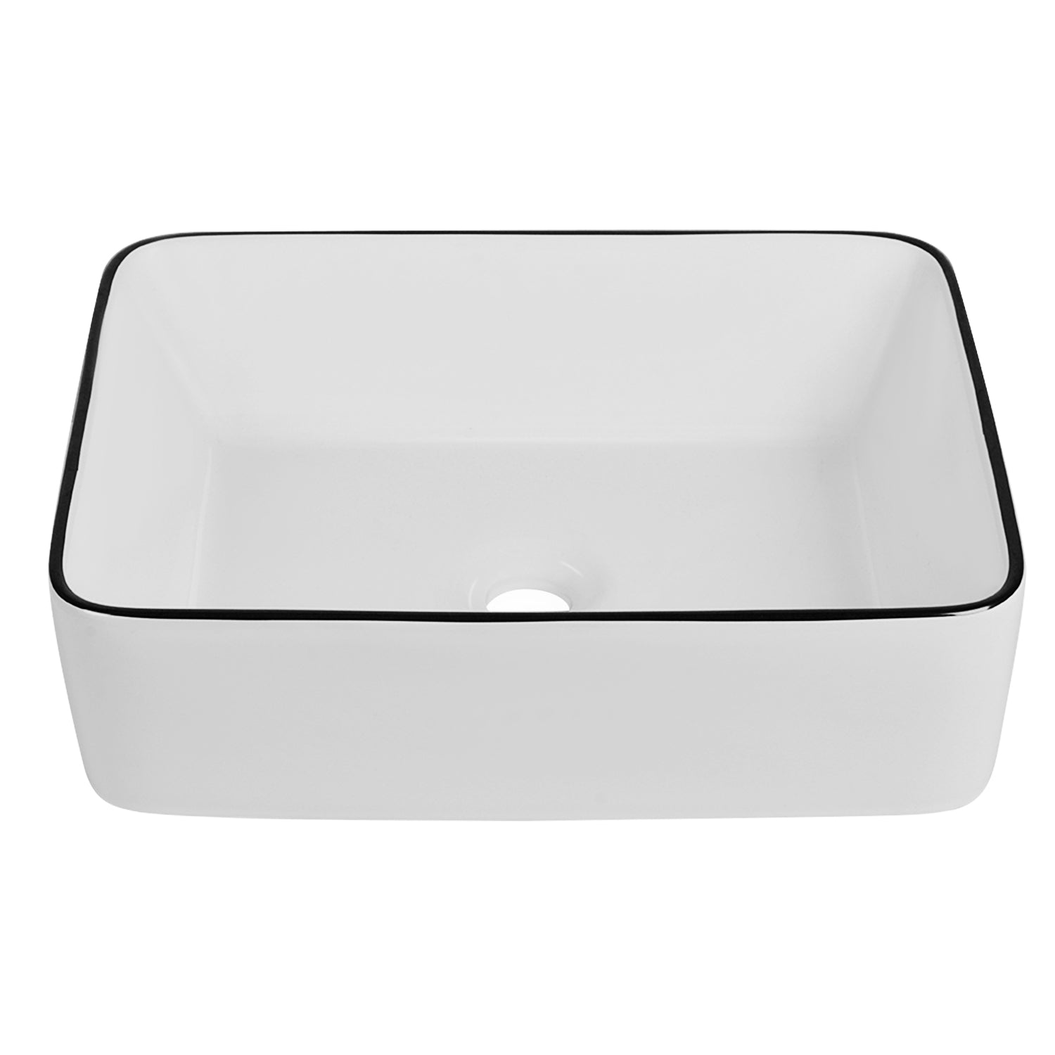 DeerValley Bath DeerValley DV-1V0002 Ally Black and White Ceramic Rectangular Vessel Bathroom Sink