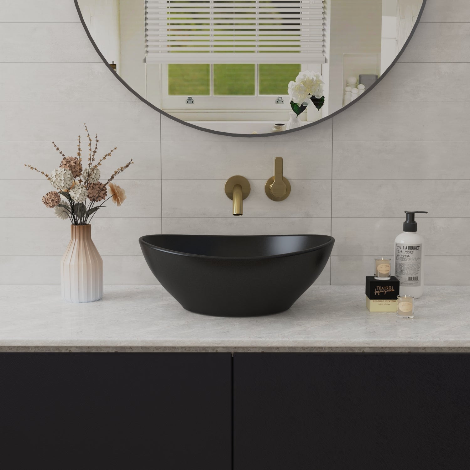 DeerValley Bath DeerValley DV-1V0011 Horizon Black Ceramic Glazed Oval Vessel Bathroom Sink Vessel sink