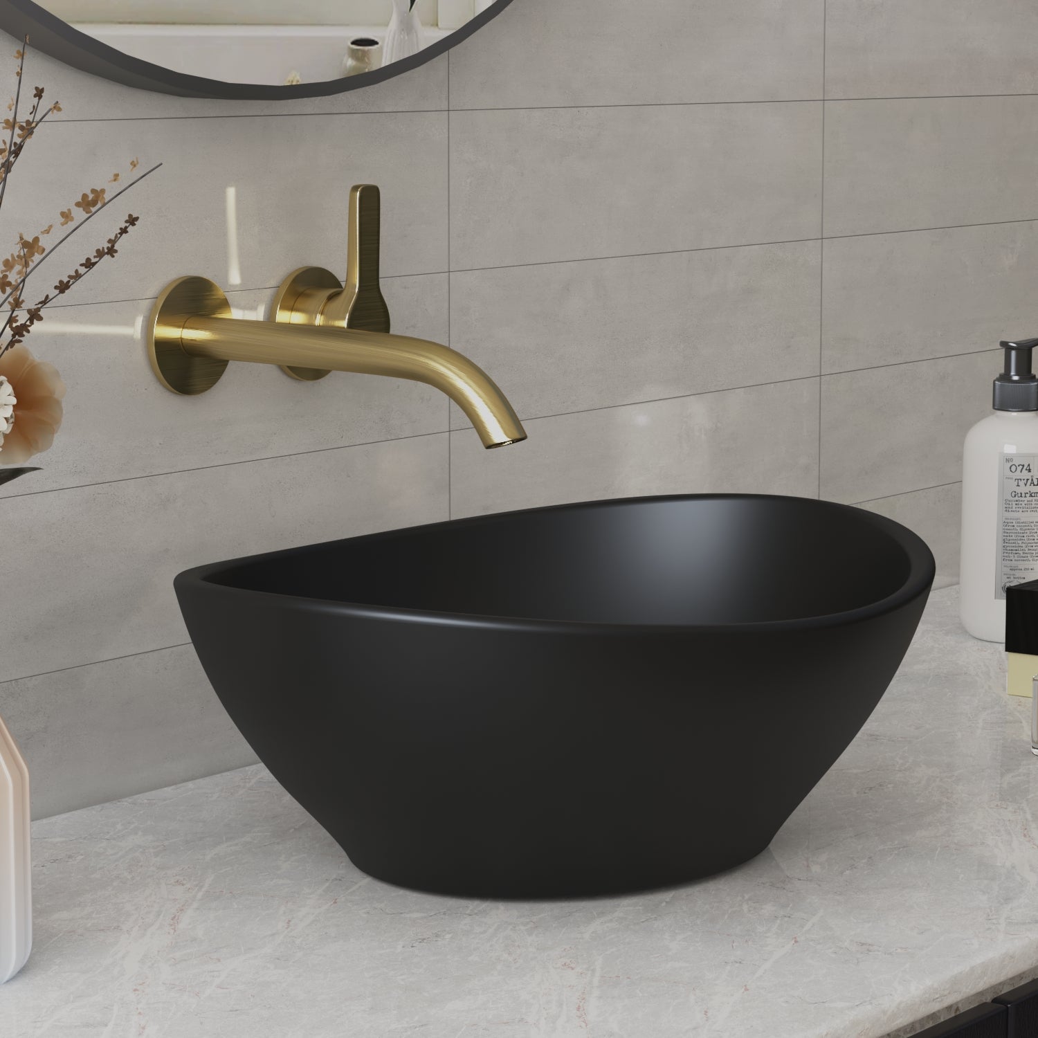 DeerValley Bath DeerValley DV-1V0011 Horizon Black Ceramic Glazed Oval Vessel Bathroom Sink Vessel sink