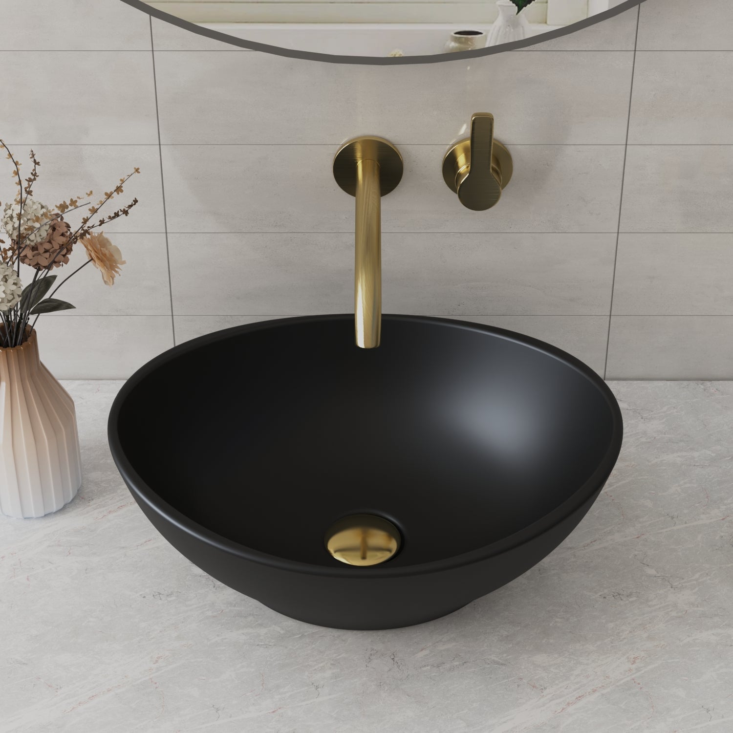 DeerValley Bath DeerValley DV-1V0011 Horizon Black Ceramic Glazed Oval Vessel Bathroom Sink Vessel sink