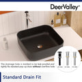 DeerValley Bath DeerValley DV-1V0023 Ace Black Ceramic Square Vessel Handmade Bathroom Sink Vessel sink