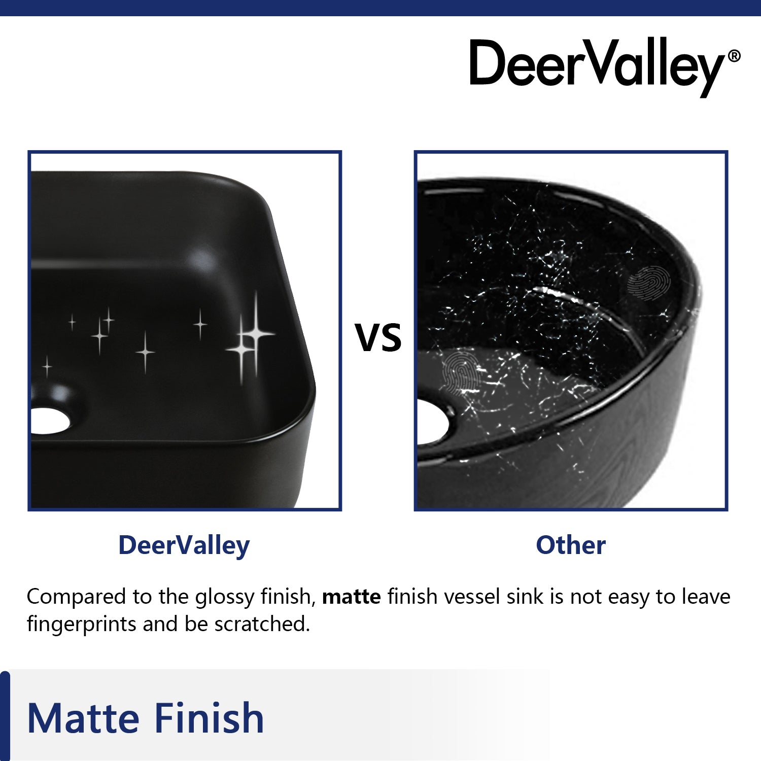 DeerValley Bath DeerValley DV-1V0023 Ace Black Ceramic Square Vessel Handmade Bathroom Sink Vessel sink