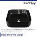 DeerValley Bath DeerValley DV-1V0023 Ace Black Ceramic Square Vessel Handmade Bathroom Sink Vessel sink