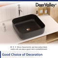 DeerValley Bath DeerValley DV-1V0023 Ace Black Ceramic Square Vessel Handmade Bathroom Sink Vessel sink