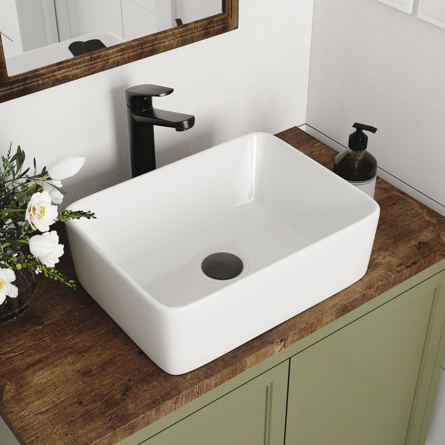 LIBERTY 12" Rectangular Vessel Bathroom Sink, Without Overflow