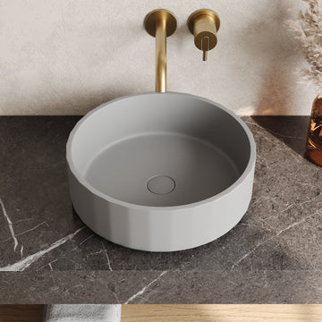 17" x 6" Round Vessel Bathroom Sink, Concrete