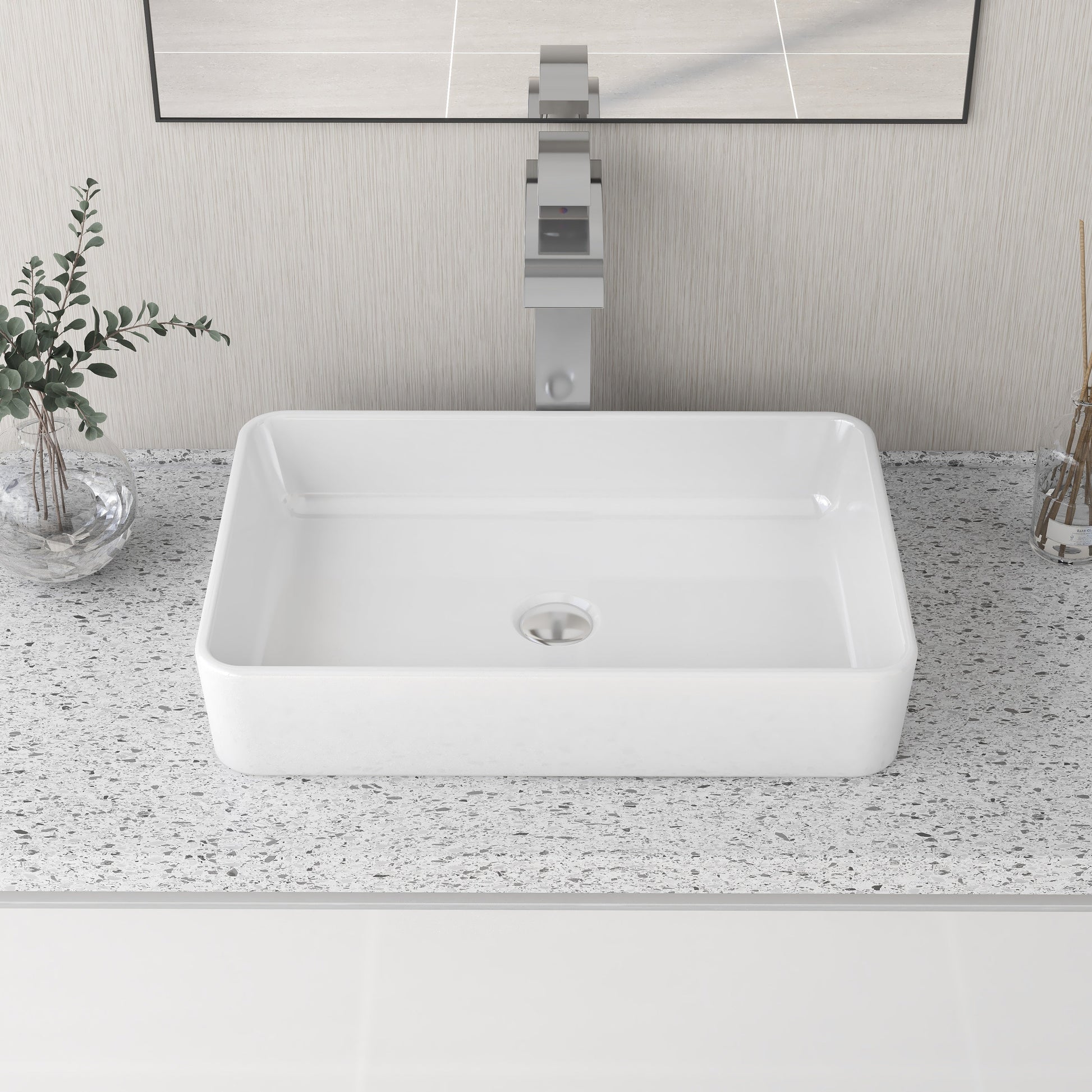 DeerValley Bath ALLY 20" Rectangular Round Vessel Bathroom Sink, Without Overflow Vessel Bathroom Sinks