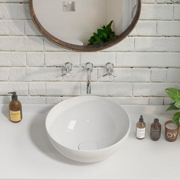 SYMMETRY 12.80" Round Vessel Bathroom Sink, Without Overflow With Multiple Colors