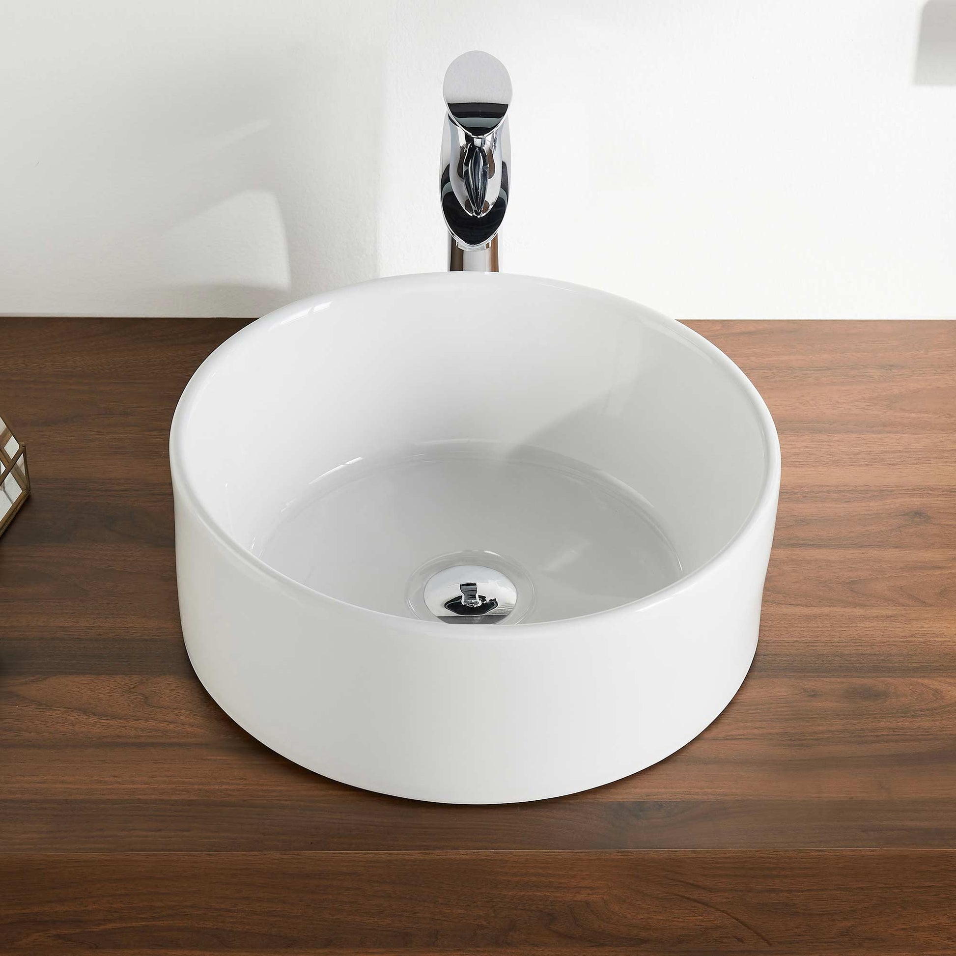 DeerValley Bath DeerValley DV-1V063 Symmetry White Ceramic Circular Vessel Bathroom Sink Vessel sink