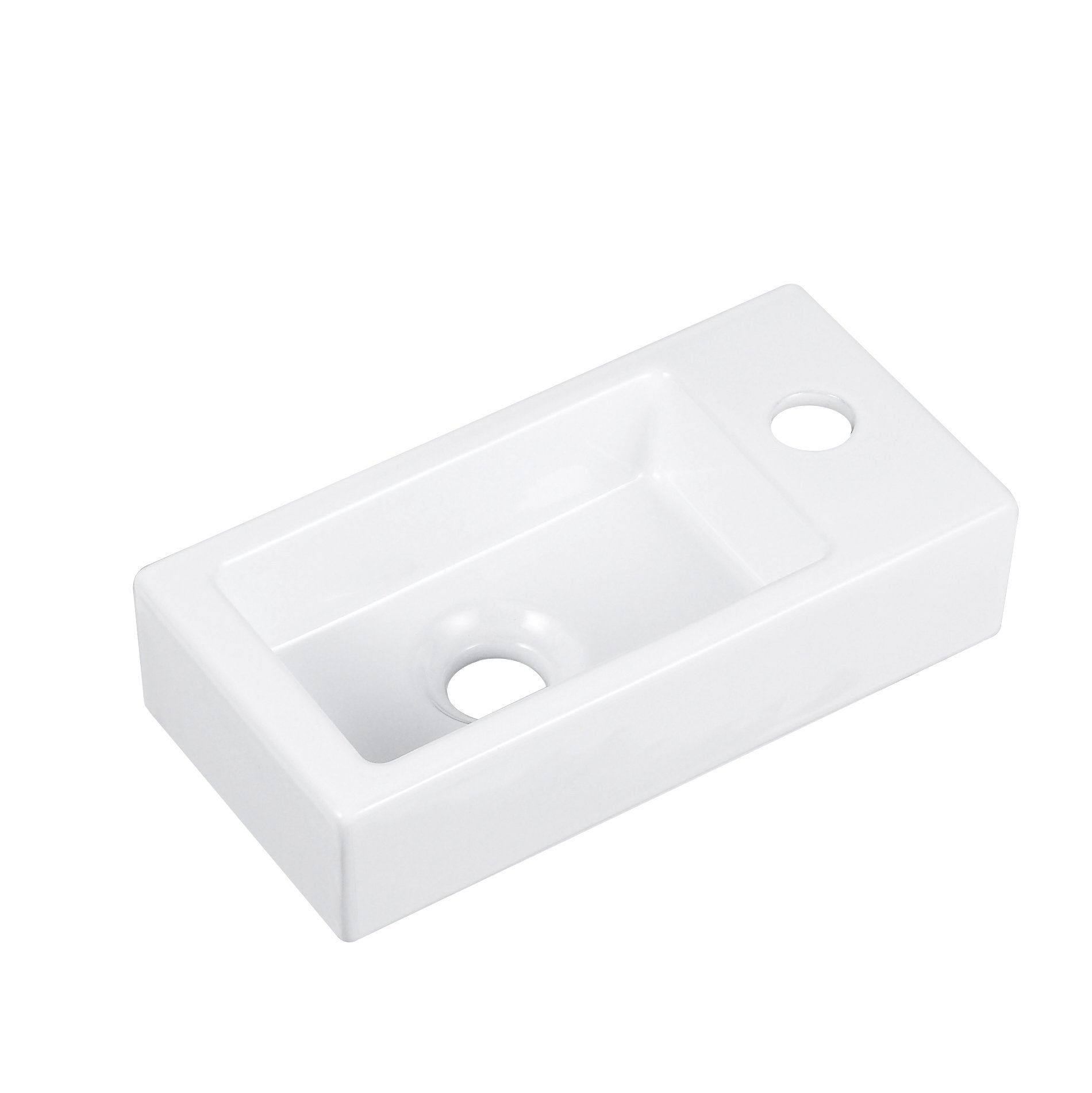 DeerValley Bath DeerValley DV-1V081R Liberty Ceramic Bathroom Wall Mount Space-saving Rectangular Right Hand Sink (Faucet on the Right Hand) Vessel sink