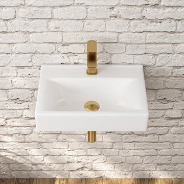 12.2" Rectangular Wall-Mount Bathroom Sink, Space-Saving