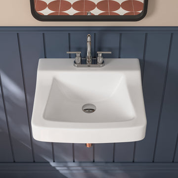 17.32" Rectangular Wall-Mount Bathroom Sink, Overflow Hole