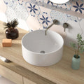 DeerValley Bath DeerValley DV-1V063 Symmetry White Ceramic Circular Vessel Bathroom Sink Vessel sink