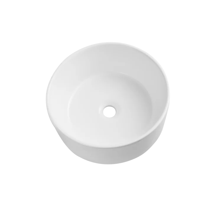 DeerValley Bath DeerValley DV-1V063 Symmetry White Ceramic Circular Vessel Bathroom Sink Vessel sink