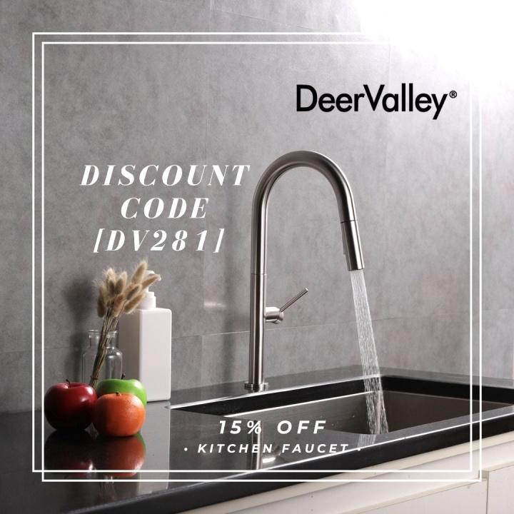 DeerValley Bath DeerValley DV-1J82281 Gleam Single Handle Stainless Steel Gooseneck Kitchen Faucet With Pull Down Sprayer Kitchen Faucet