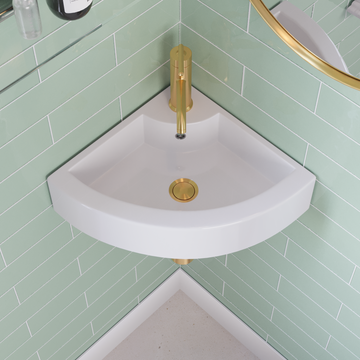 18"x13" Triangle Wall-Mount Sink, with Faucet Hole and Overflow